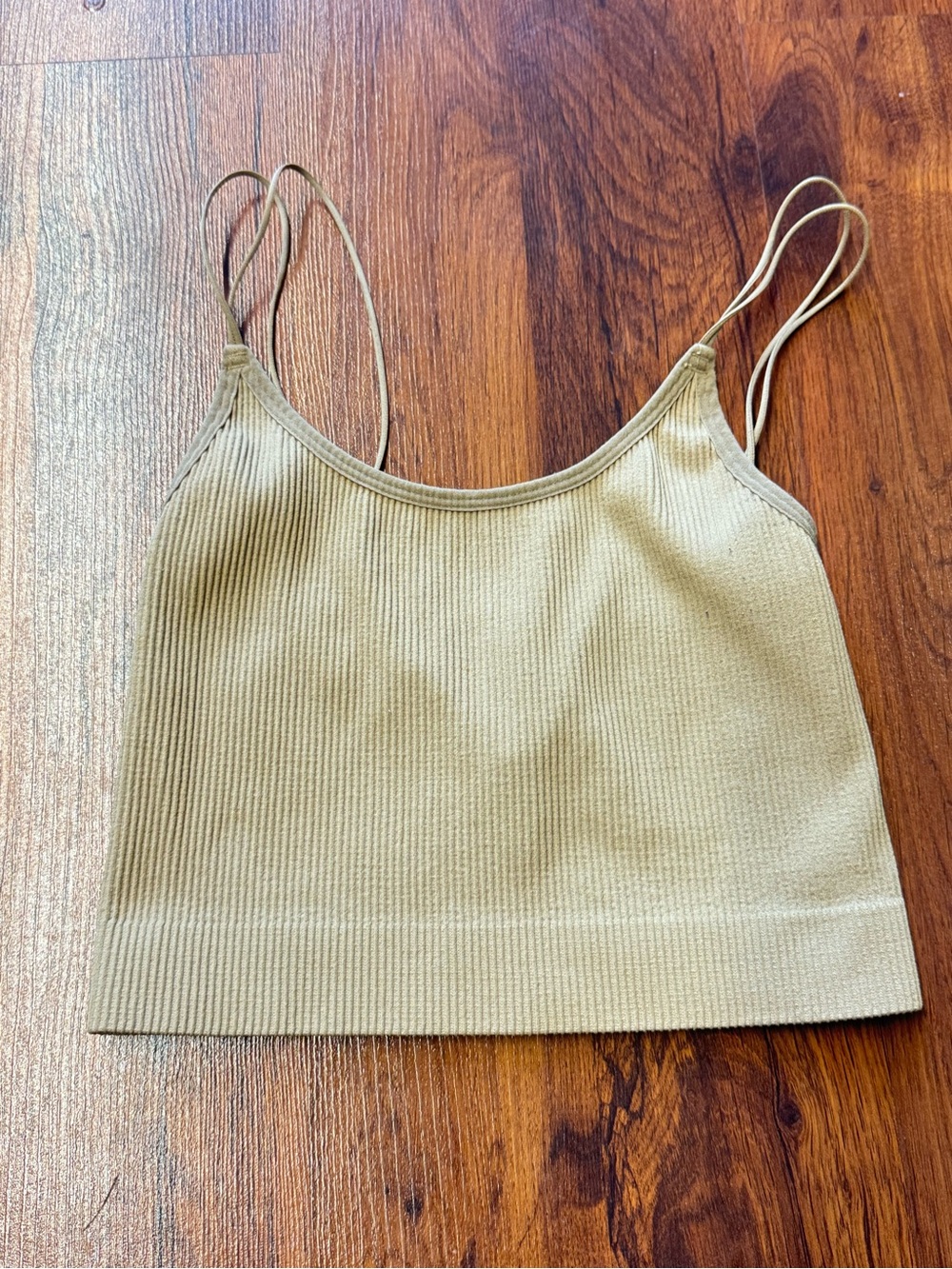 Sunday Best Aritzia Beige Ribbed Seamless Bralette Crop Cami Small